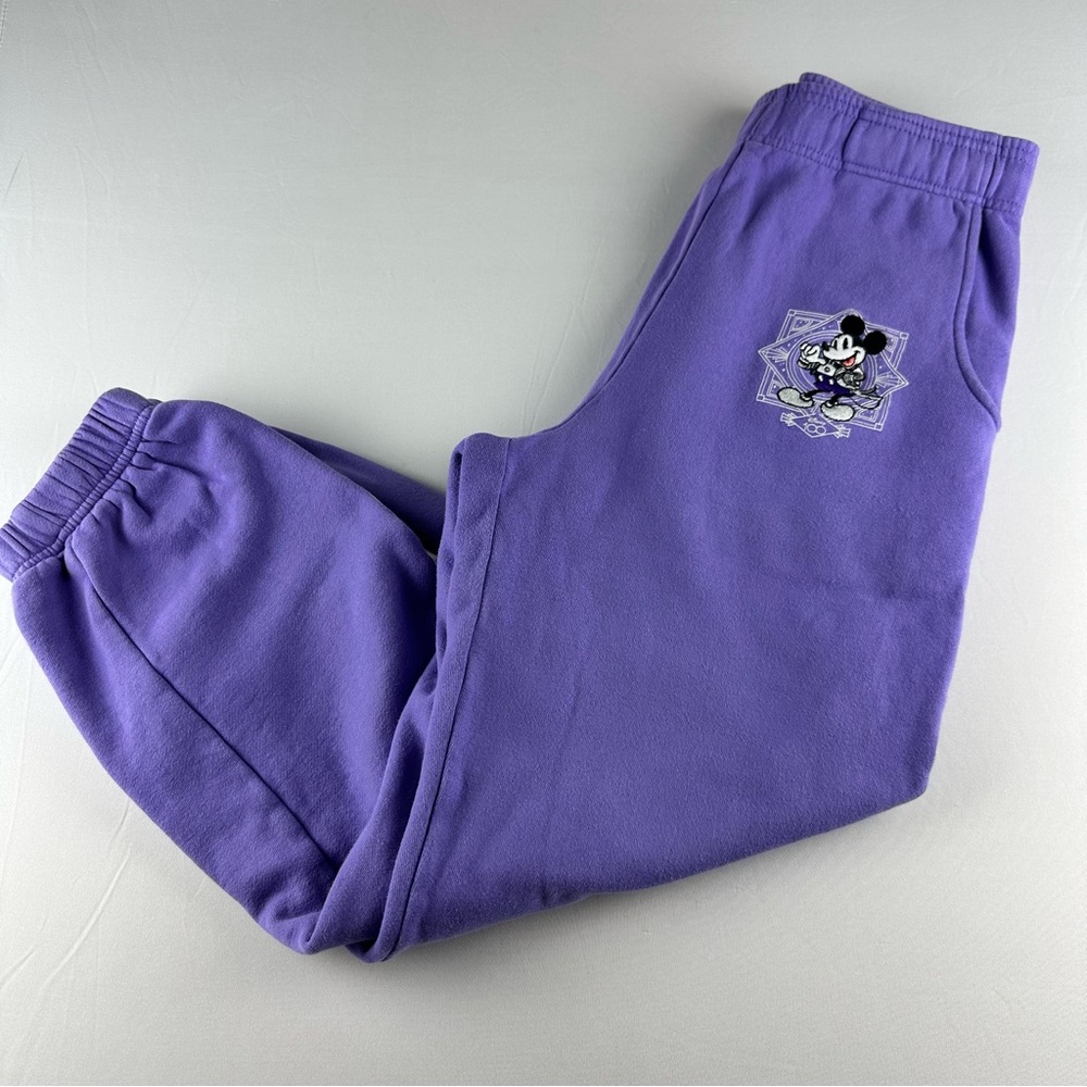 DISNEY PARKS 100 Years Of Wonder Embroidered Drawstring Joggers Lavender Adult - Picture 2 of 12